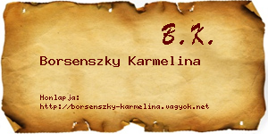 Borsenszky Karmelina névjegykártya